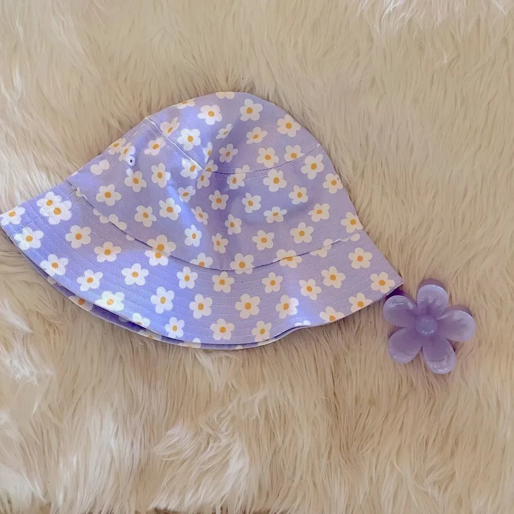 Purple floral bucket hat